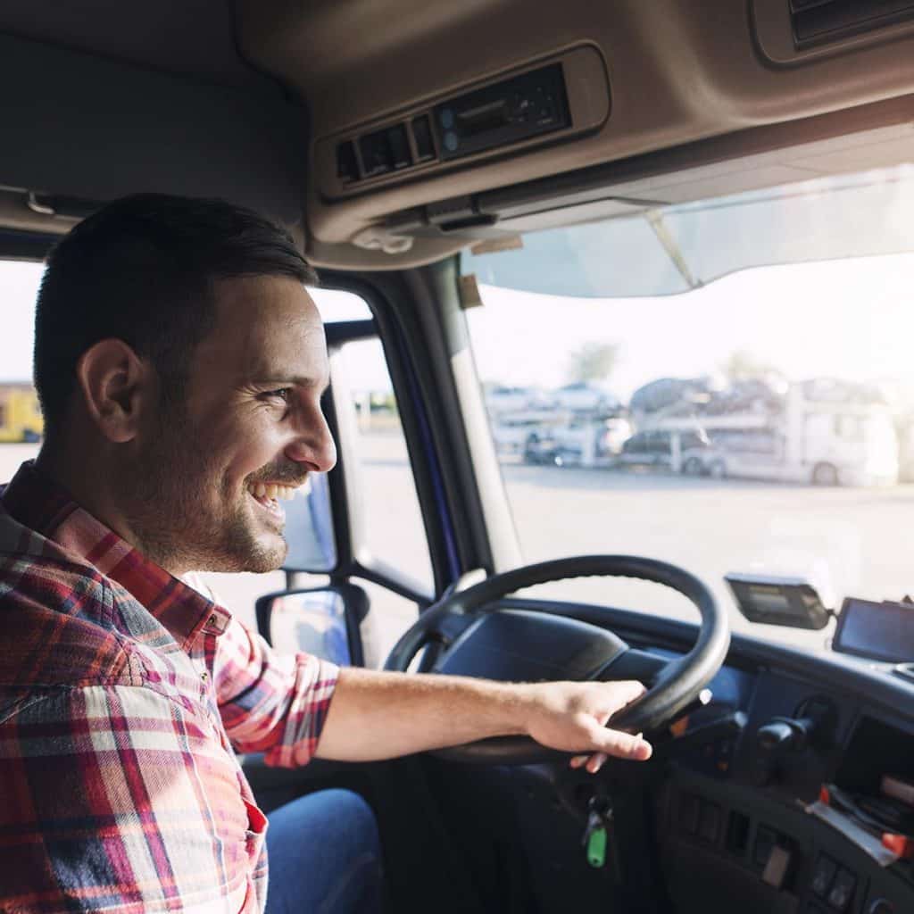 Truck Driver Inside Cabin